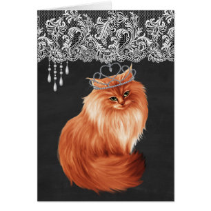 Cartão Gato Vestindo Coroa