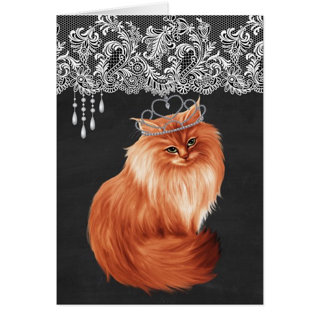 Cartão Gato Vestindo Coroa (Frente)