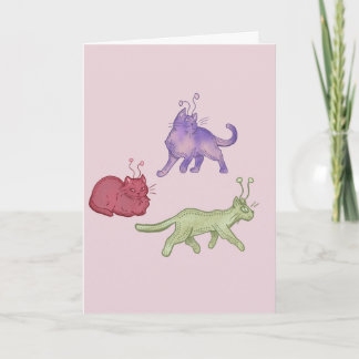 Cartão Gatos Alienígenas Gato Espacial Caprichoso Diverti