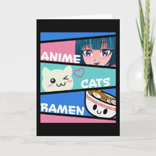 Cartão Gatos Anime Ramen Manga Cosplay Japão Kawaii Prese