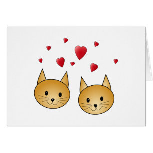 Cartão Gatos bonitos do gengibre. Com corações vermelho