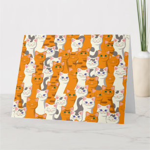 Cartão Gatos brancos e gengibres padrão olhos verdes olho