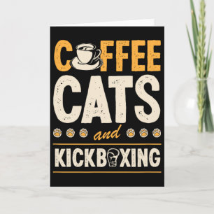 Cartão Gatos Café E Kickboxing Fofo Engraçado Kickboxer G