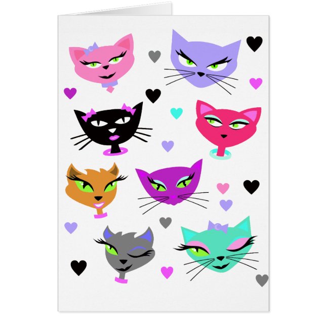 Cartão Gatos coloridos (Frente)