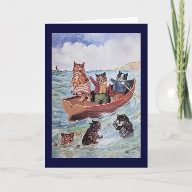 Cartão Gatos da natação de Louis Wain (Frente)