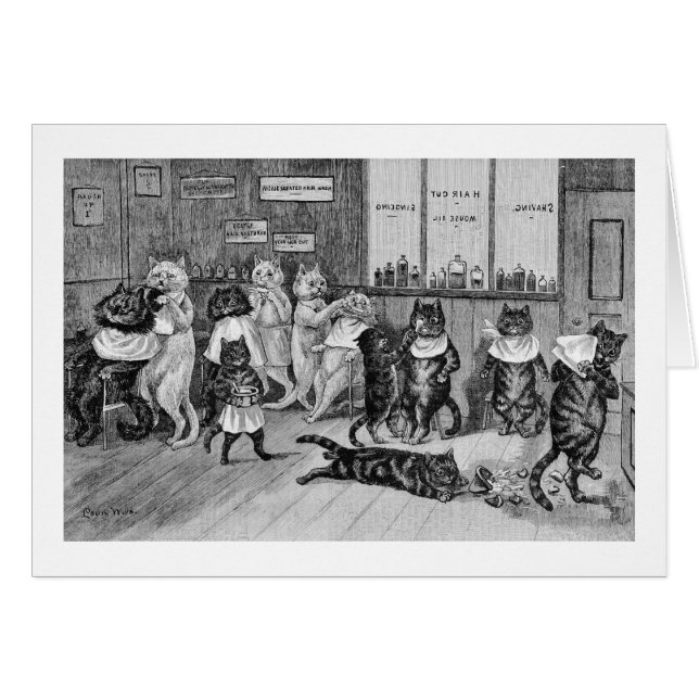 Cartão Gatos de Barber, Louis Wain (Frente Horizontal)
