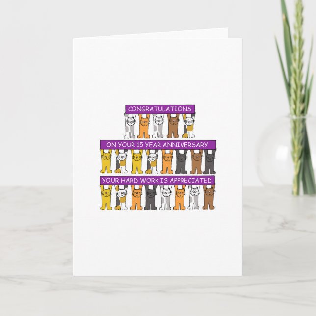 Cartão Gatos-de-bico de Parabéns de aniversário de 15 ano (Frente)