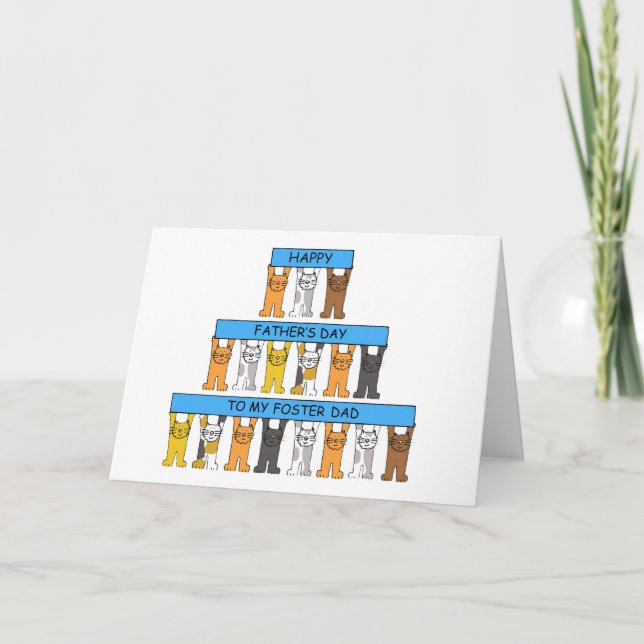 Cartão Gatos de Cartografia do Pai Foster dia de os pais (Frente)