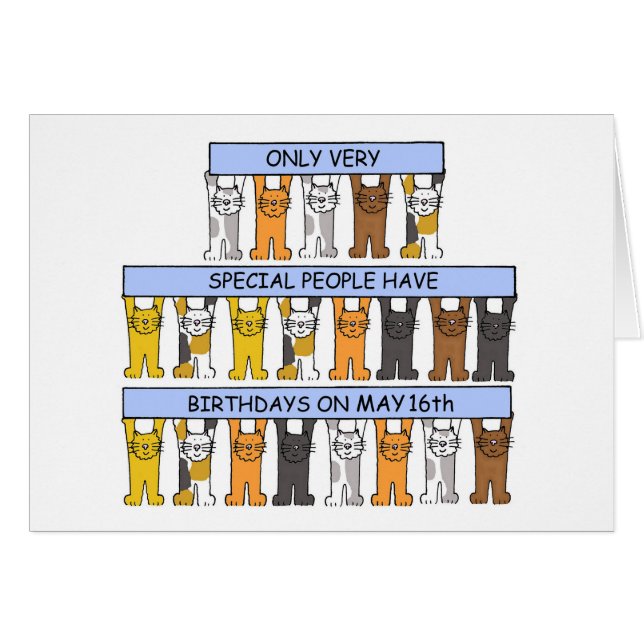 Cartão Gatos de Cartoon de 16 de maio (Frente Horizontal)