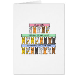 Cartão Gatos de Cartoon de Aniversário do dia 26 de junho