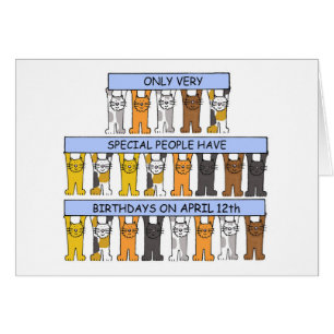 Cartão Gatos de Desenho Animado de Aniversário de 12 de A