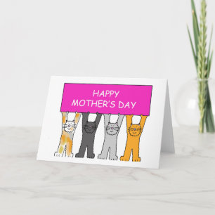 Cartão Gatos de desenho de feliz dia de as mães