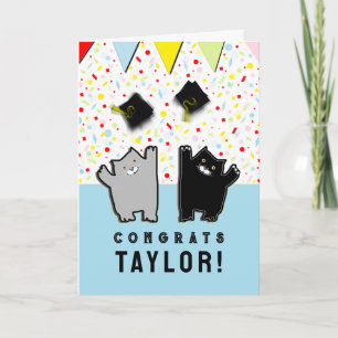 Cartão Gatos de Formatura Engraçados