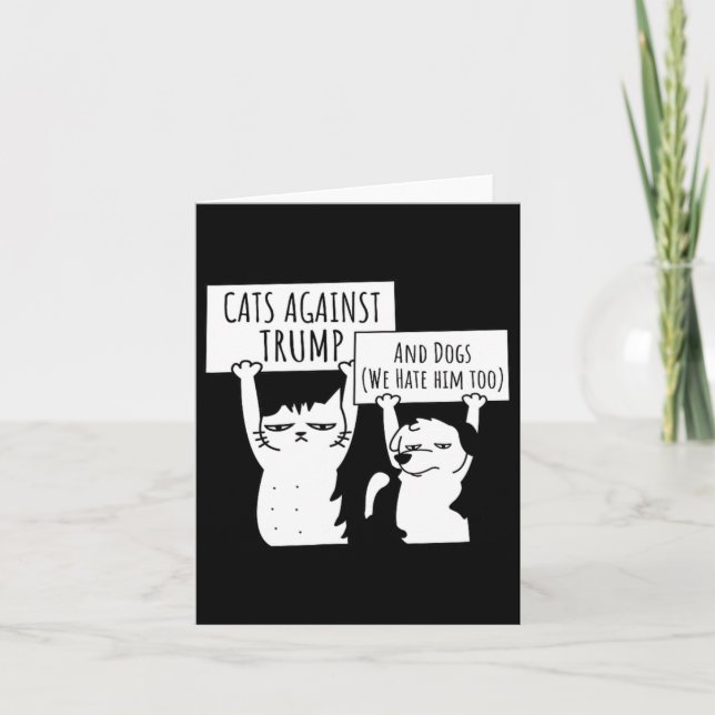 Cartão Gatos De Gato E Cães Contra Trump (Frente)