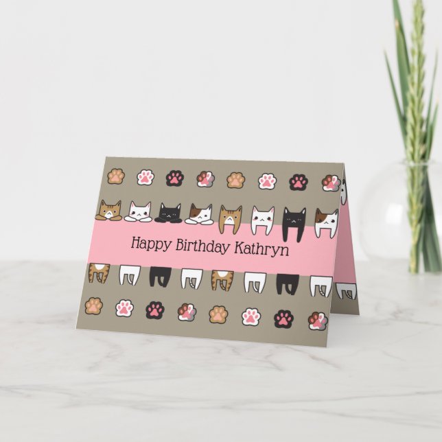 Cartão Gatos de Kitty Personalizados (Frente)