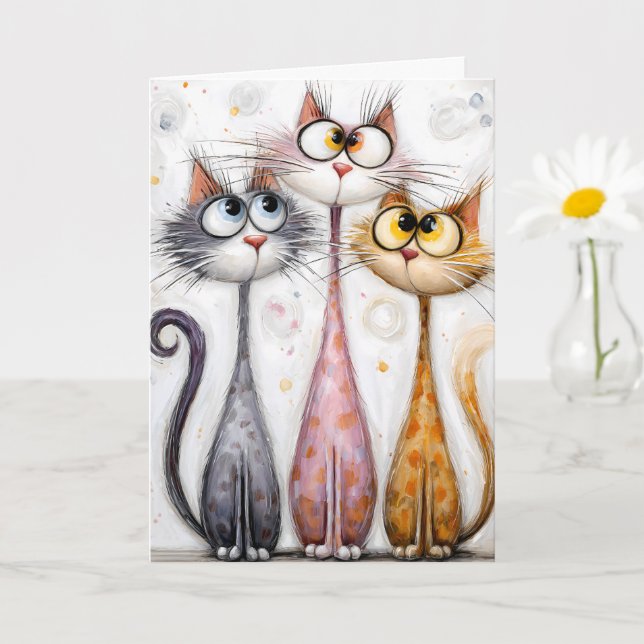 Cartão Gatos de Pescoço Longo e Excêntricos Download Digi (Planta pequena)