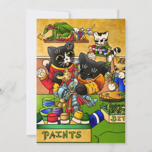 Cartão Gatos de pintura de modelos de cavaleiros de gatos