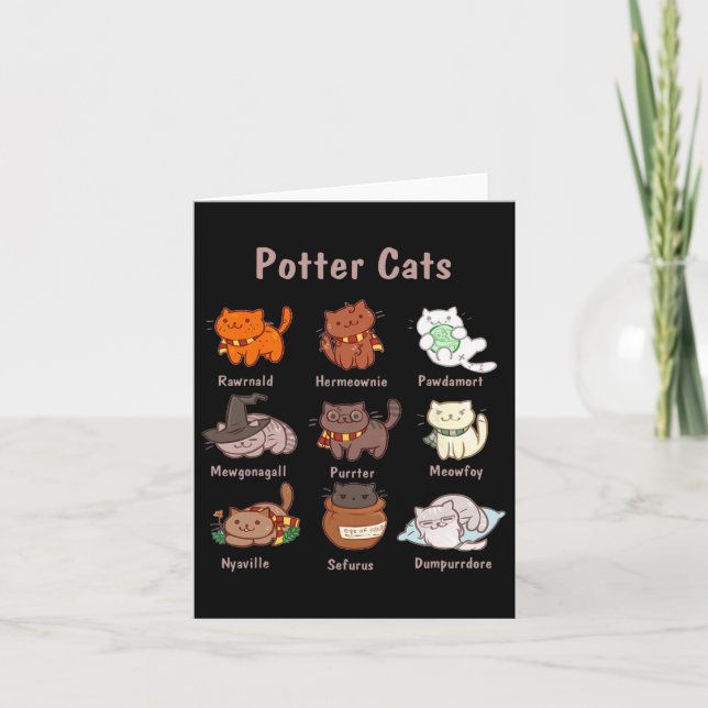 Cartão Gatos De Potter Para Amantes De Gato (Frente)