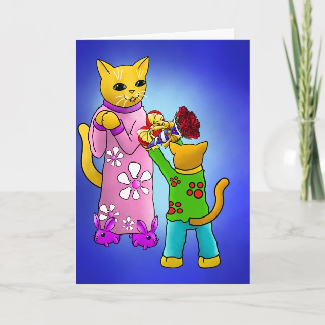 Cartão Gatos do dia de as mães (Frente)