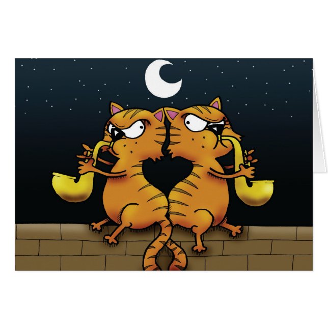 Cartão Gatos do jazz do saxofone (Frente Horizontal)