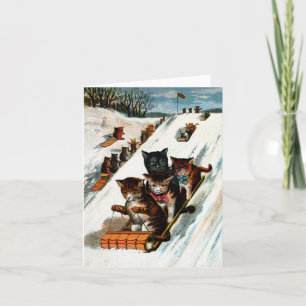 Cartão Gatos do Toboggan do vintage