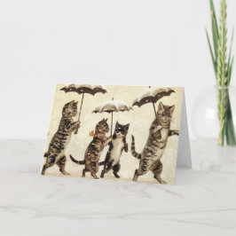 Cartão Gatos do vintage que andam na neve