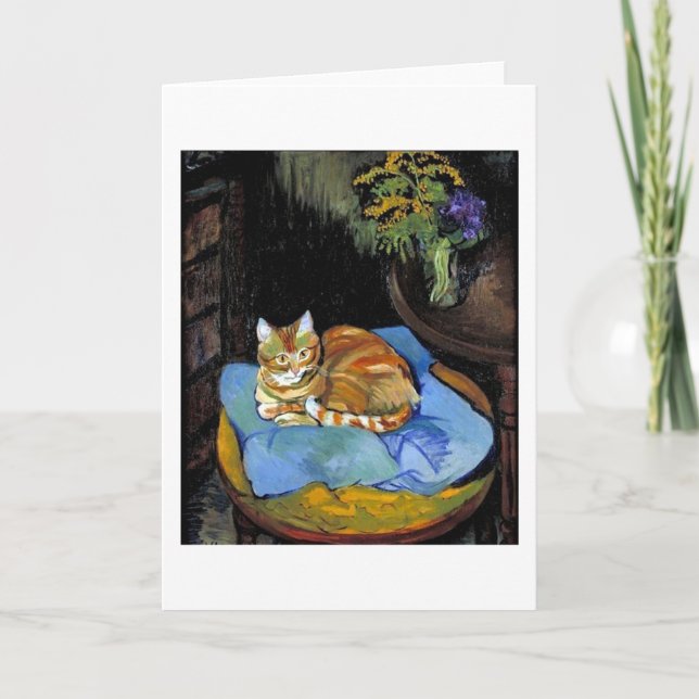 Cartão Gatos e Flores em Vase, Suzanne Valadon (Frente)