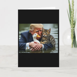 Cartão Gatos e Patos Engraçados do Trump Memes Natal Hall
