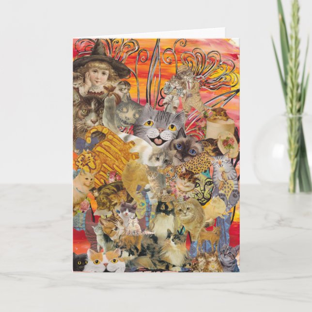 Cartão Gatos e Plantação (Frente)