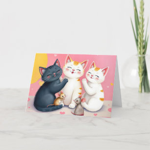 Cartão Gatos e Ratos Envelhecendo Humor de Aniversário