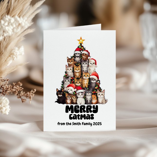 Cartão Gatos Engraçados Com Papai Noel Festivo Natal (Criador carregado)