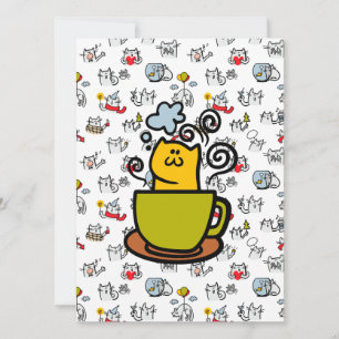 Cartão Gatos engraçados, leite e magia.