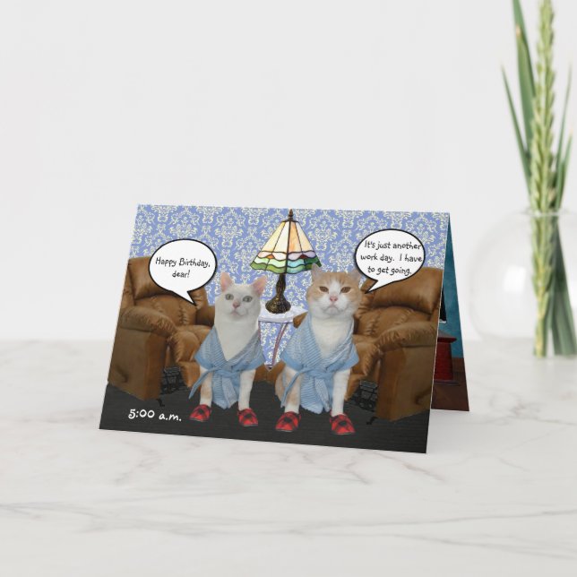 Cartão Gatos Engraçados Personalizáveis Ontem Marido (Frente)