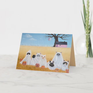 Cartão Gatos Fantasmas ou Doces