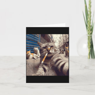 Cartão Gatos Gângster Gatos de Rua Selfie Meme Engraçado 