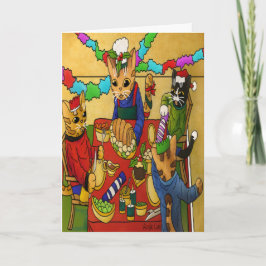 Cartão Gatos Jantes de Natal Britânicos