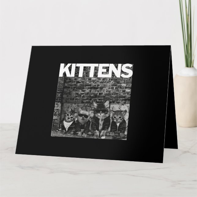 Cartão Gatos legal Gatinhos Medem Punk Rock Banda Engraça (Frente)