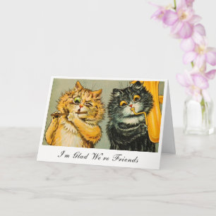 Cartão Gatos Louis Wain Vintage Estou Feliz por sermos Am