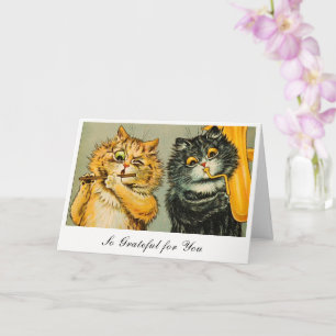 Cartão Gatos Louis Wain Vintage Tão Gratos por Você