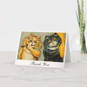 Cartão Gatos Musicais Divertidos Louis Wain Vintage Agrad