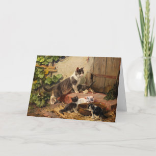 Cartão Gatos na tigela de leite   Julius Adam, o Younger