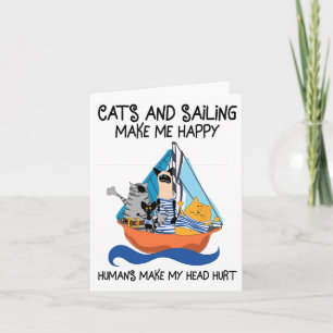 Cartão Gatos Navegando Me Fazem Feliz Vela Barco Âncora V