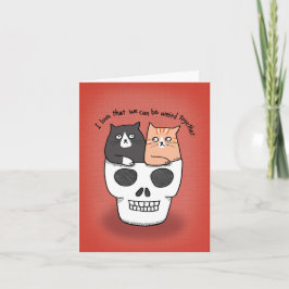 Cartão Gatos no crânio Namorados de aniversário estranho