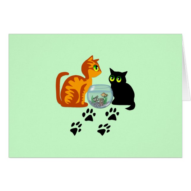 Cartão Gatos no jogo (Frente horizontal)