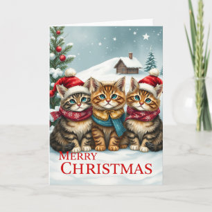 Cartão Gatos no Natal de Papoilas e Chapéus