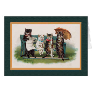 Cartão GATOS no PARQUE, vintage Helena Maguire