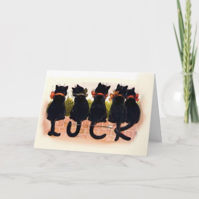 Cartão gatos pretos - boa sorte (Frente)