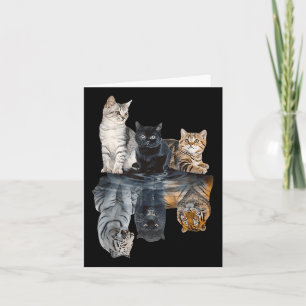Cartão Gatos Refletem Espelho Leão Cheetah Tiger Engraçad