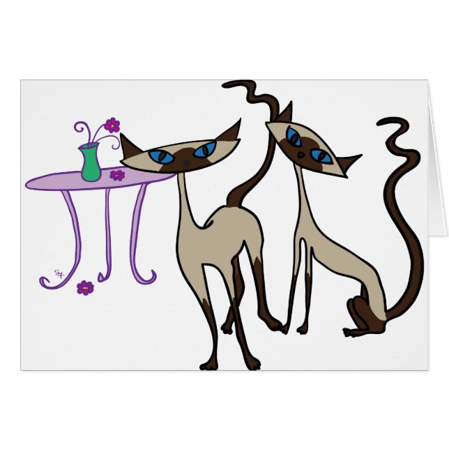 Cartão Gatos Siamese (Frente Horizontal)