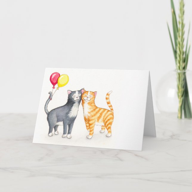 Cartão Gatos Snuggling (Frente)